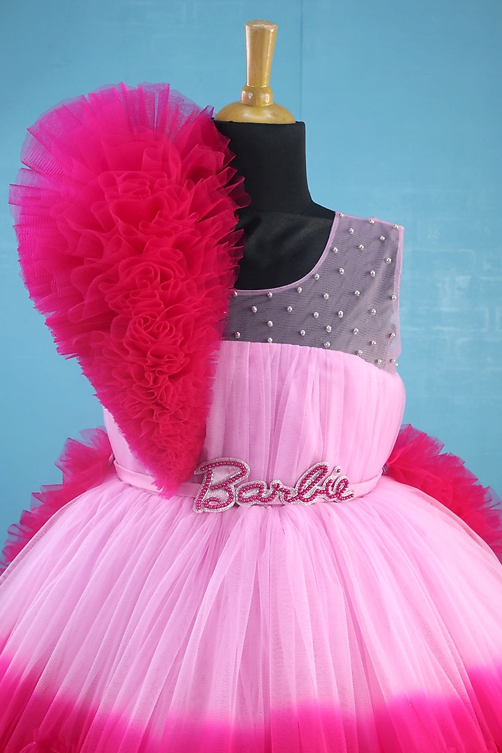 Baby Pink Net & Satin Dress For Girl by Li & Li Boutique at Pernia's Pop Up Shop