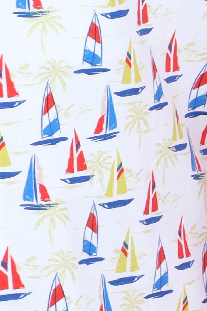 Cream Pure Cotton Printed Nehru Jacket Set For Boys by Little Clothings at Pernia's Pop Up Shop