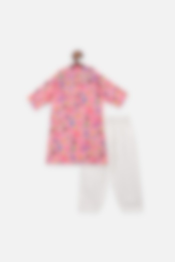 Baby Pink Floral Printed Kurta Set For Boys by LIL PICKS at Pernia's Pop Up Shop
