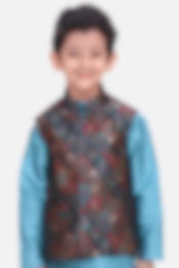 Multi-Colored Printed Nehru Jacket For Boys by LIL PICKS