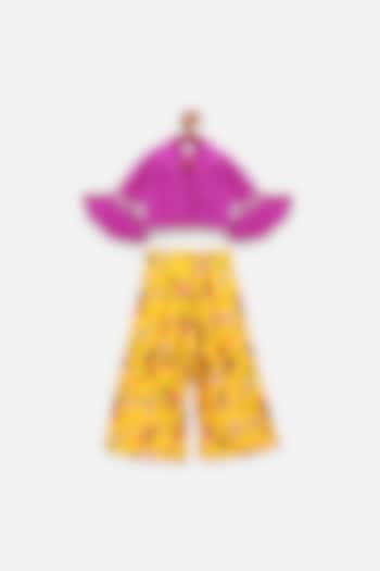 Mustard Flared Palazzo Pant Set For Girls by LIL PICKS