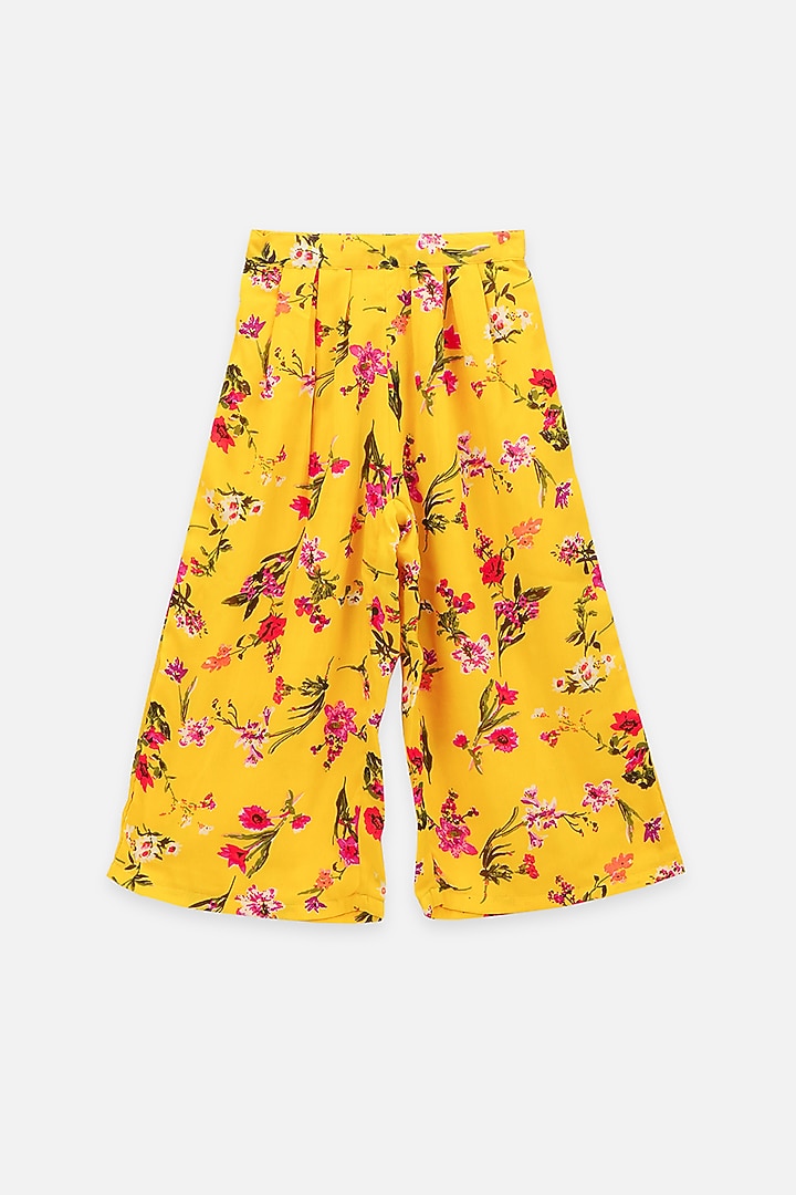 Mustard Flared Palazzo Pant Set For Girls by LIL PICKS at Pernia's Pop Up Shop