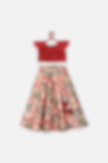 Multi-Colored Printed Flared Lehenga Set For Girls by LIL PICKS