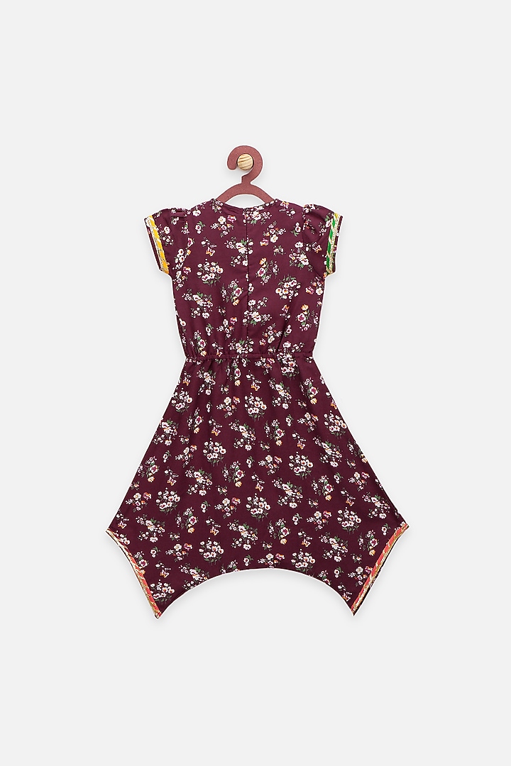 Wine Floral Jumpsuit For Girls by LIL PICKS at Pernia's Pop Up Shop