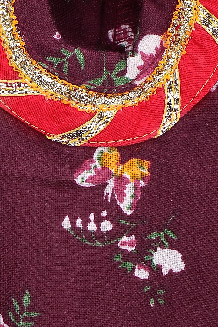 Wine Floral Jumpsuit For Girls by LIL PICKS at Pernia's Pop Up Shop