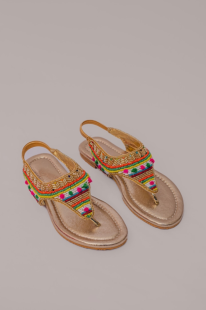 Silver Synthetic Leather Embellished Sandals For Girls by LIL PITAARA at Pernia's Pop Up Shop