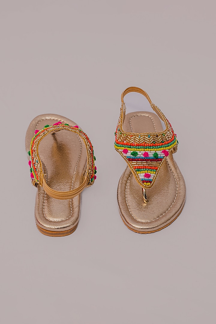 Silver Synthetic Leather Embellished Sandals For Girls by LIL PITAARA at Pernia's Pop Up Shop