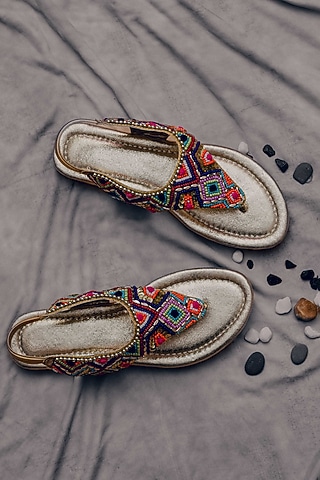 Silver Synthetic Leather Embellished Sandals For Girls by LIL PITAARA