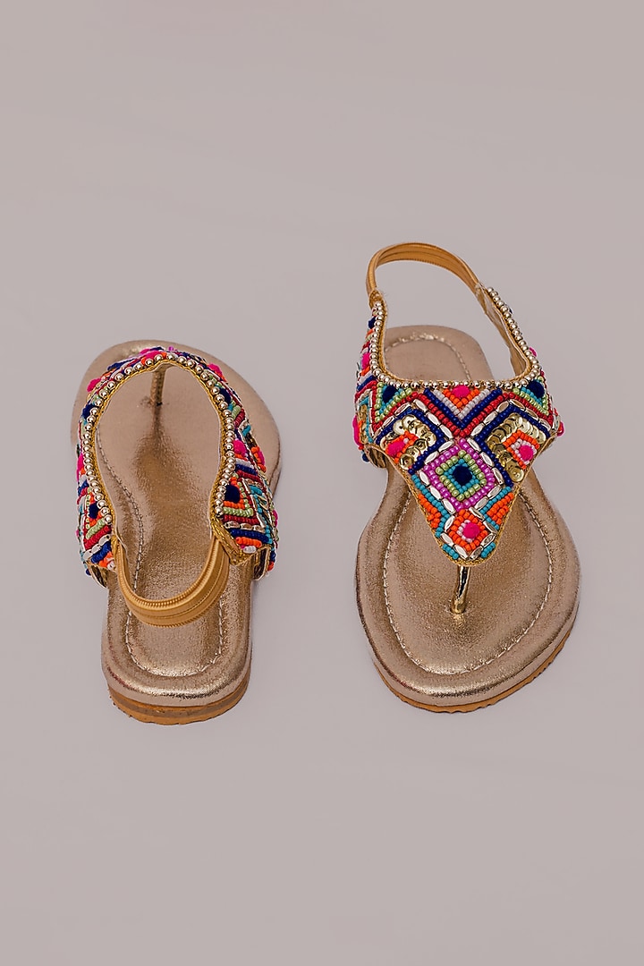 Silver Synthetic Leather Embellished Sandals For Girls by LIL PITAARA at Pernia's Pop Up Shop