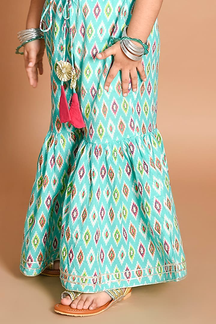 Blue Printed Jumpsuit For Girls by LIL PITAARA at Pernia's Pop Up Shop