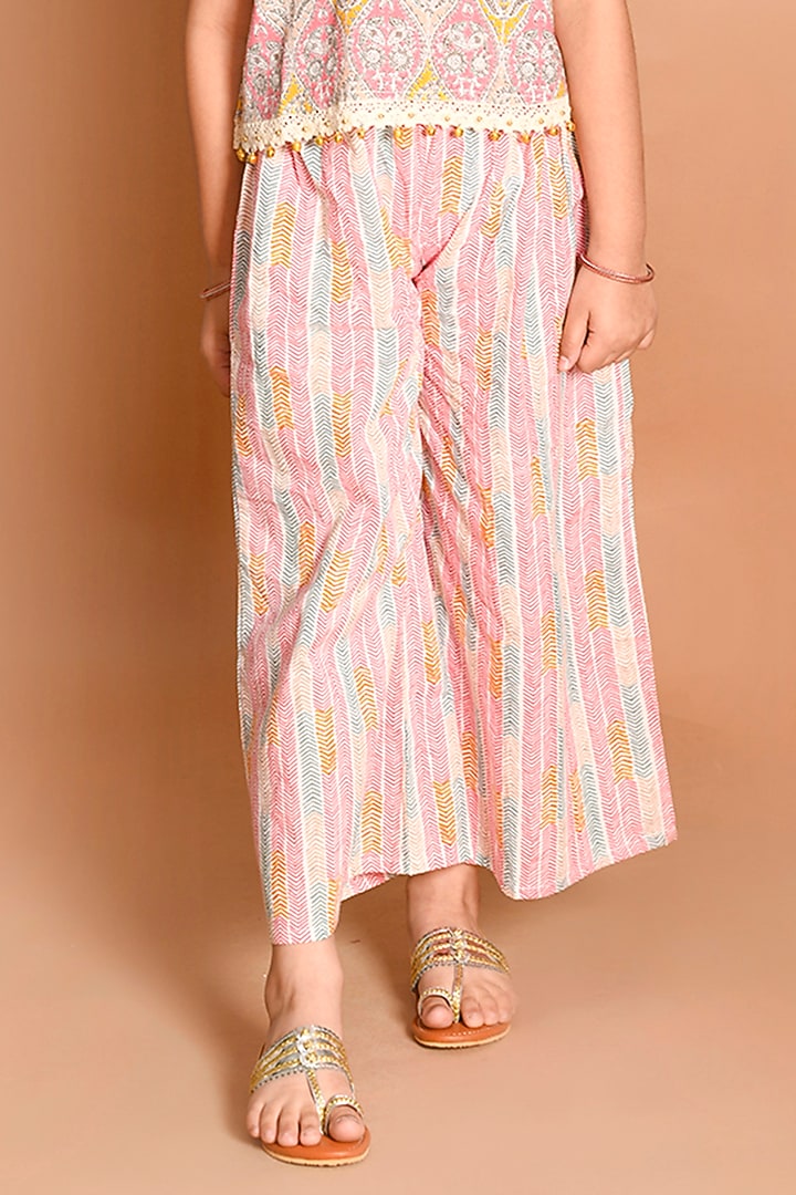 Pink Pure Cotton Pant Set For Girls by LIL PITAARA at Pernia's Pop Up Shop