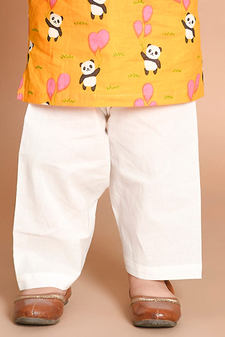 Orange Pure Cotton Printed Kurta Set by LIL PITAARA at Pernia's Pop Up Shop