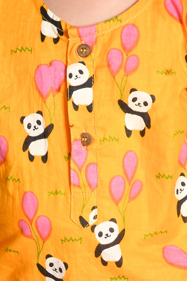 Orange Pure Cotton Printed Kurta Set by LIL PITAARA at Pernia's Pop Up Shop