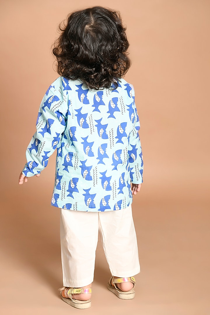 Blue Car Printed Kurta Set by LIL PITAARA at Pernia's Pop Up Shop
