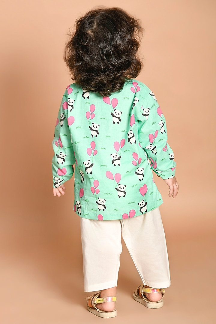 Green Car Printed Kurta Set by LIL PITAARA at Pernia's Pop Up Shop