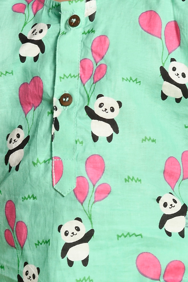 Green Car Printed Kurta Set by LIL PITAARA at Pernia's Pop Up Shop