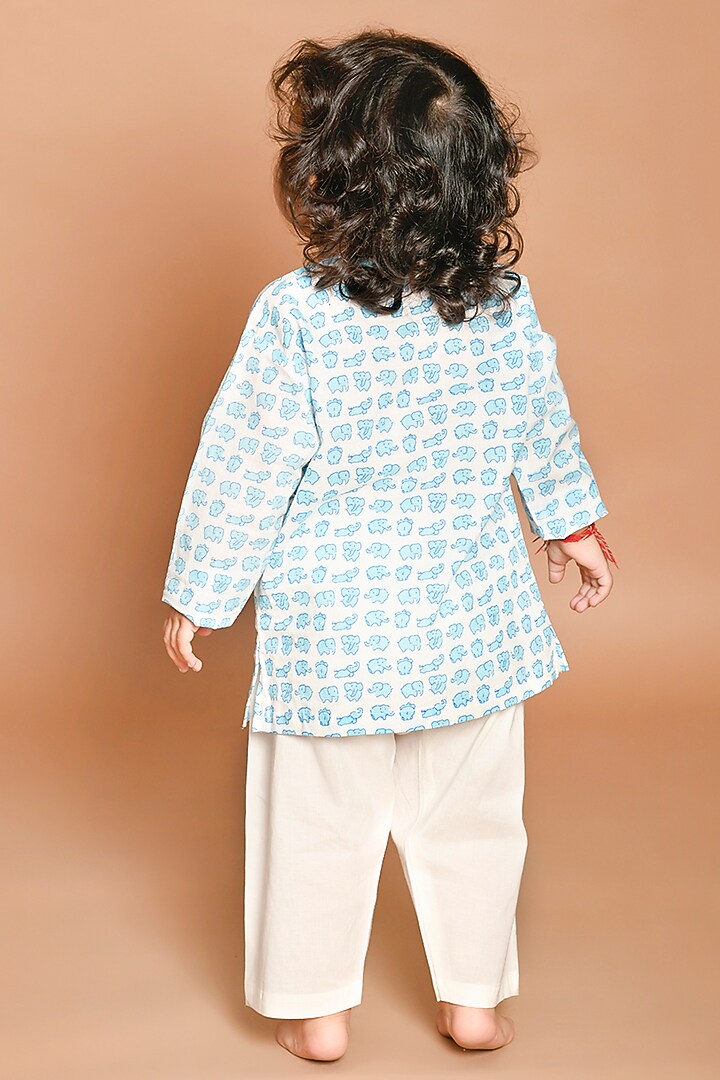 Blue Car Printed Kurta Set by LIL PITAARA at Pernia's Pop Up Shop