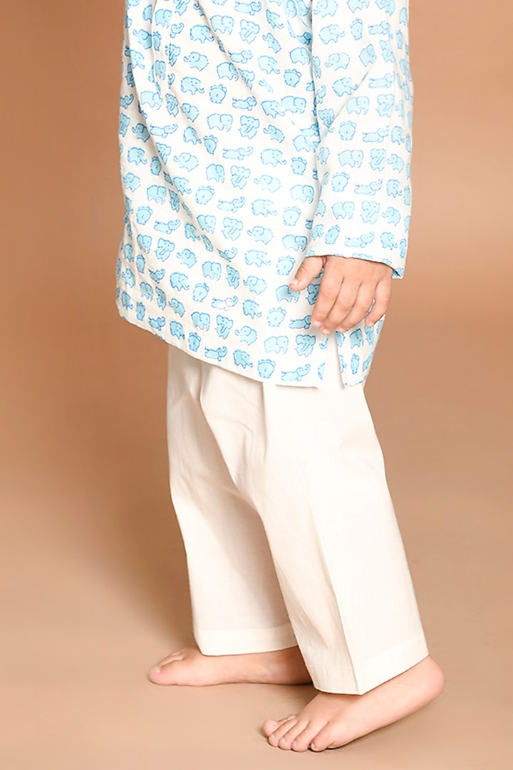 Blue Car Printed Kurta Set by LIL PITAARA at Pernia's Pop Up Shop