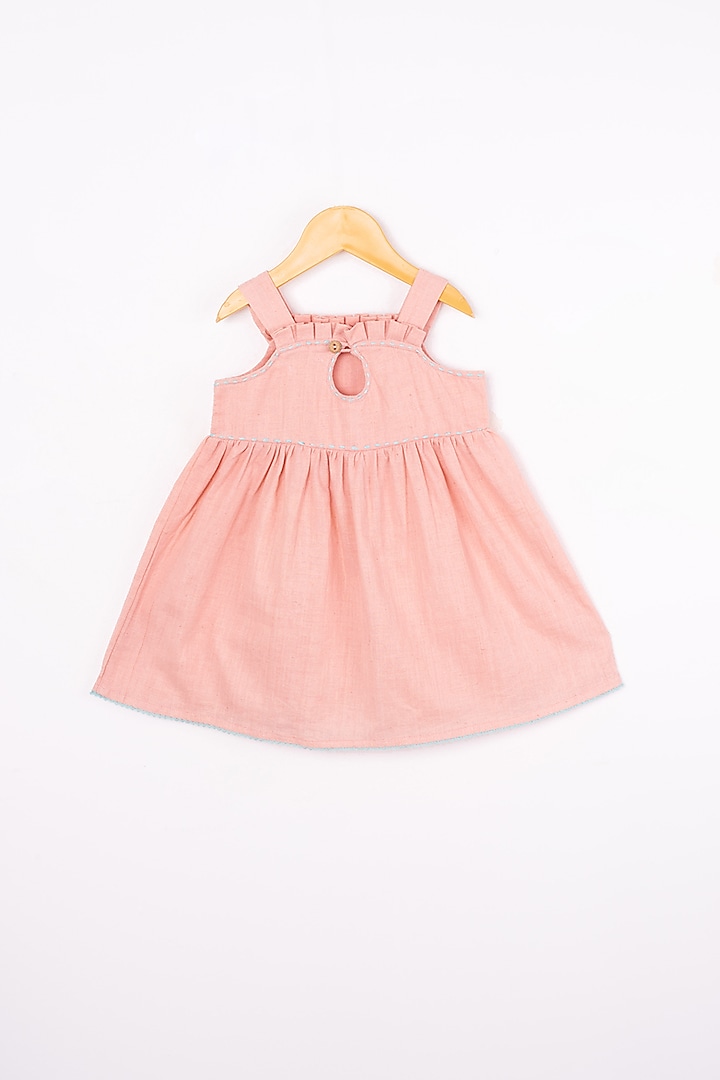 Pink Hand Embroidered Dress For Girls by Lill Rootss at Pernia's Pop Up Shop