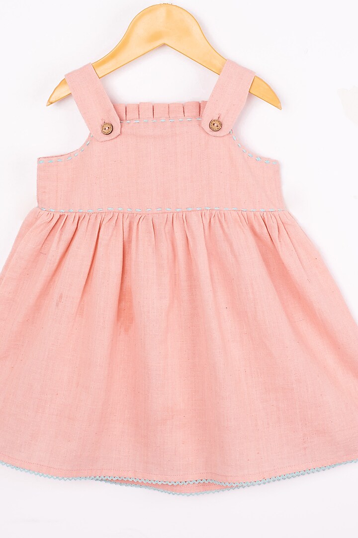 Pink Hand Embroidered Dress For Girls by Lill Rootss at Pernia's Pop Up Shop