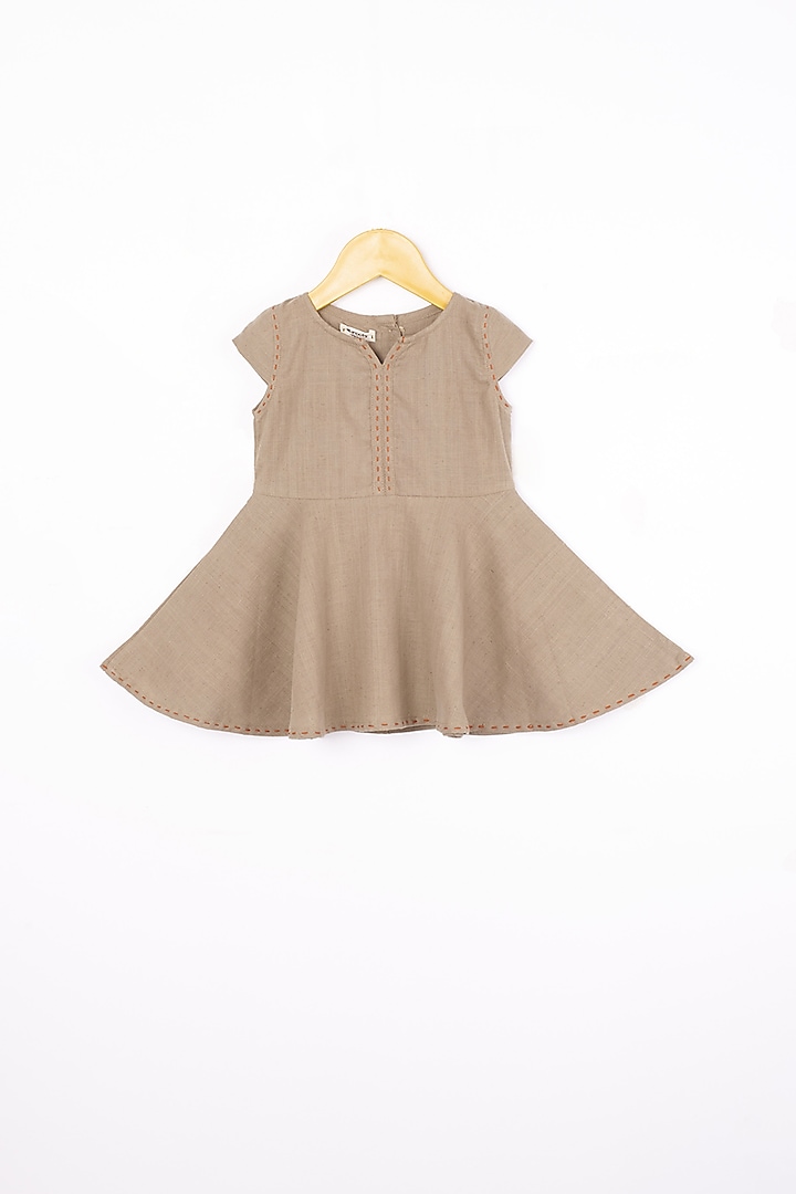 Grey Embroidered Dress For Girls by Lill Rootss