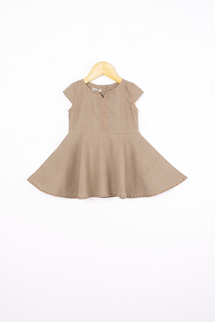 Grey Embroidered Dress For Girls by Lill Rootss at Pernia's Pop Up Shop