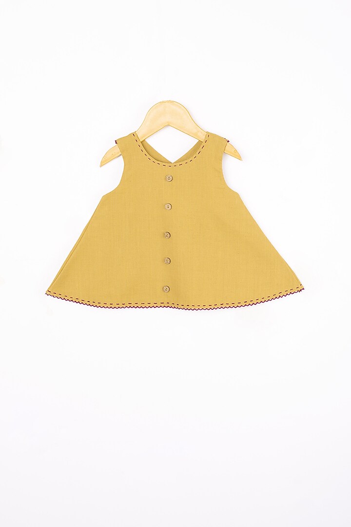 Yellow Embroidered Top For Girls by Lill Rootss