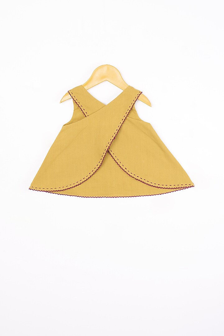 Yellow Embroidered Top For Girls by Lill Rootss at Pernia's Pop Up Shop