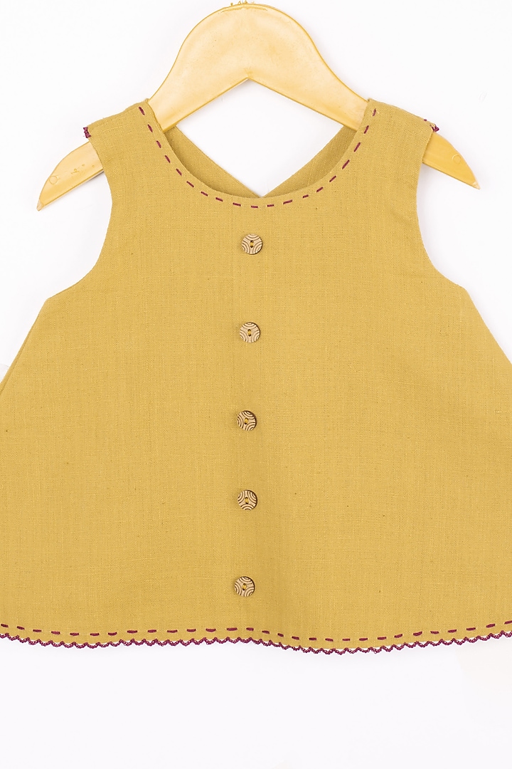 Yellow Embroidered Top For Girls by Lill Rootss at Pernia's Pop Up Shop