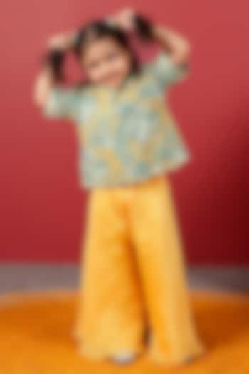 Yellow Organza & Schiffli Sharara Set For Girls by Little Maisyy at Pernia's Pop Up Shop