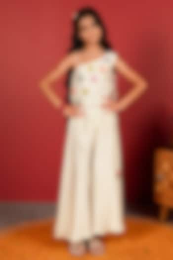 Off-White Paper Silk Sharara Set For Girls by Little Maisyy at Pernia's Pop Up Shop