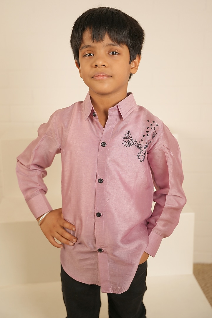 Purple Russian Silk Shirt For Boys by Little Maisyy at Pernia's Pop Up Shop