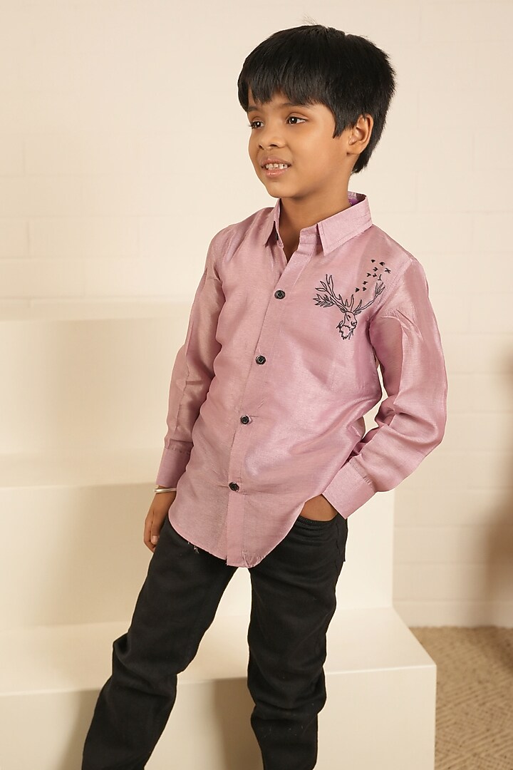 Purple Russian Silk Shirt For Boys by Little Maisyy at Pernia's Pop Up Shop