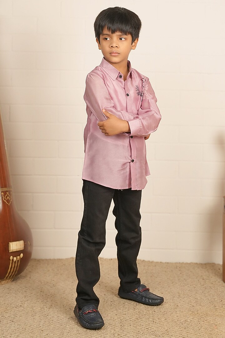 Purple Russian Silk Shirt For Boys by Little Maisyy at Pernia's Pop Up Shop