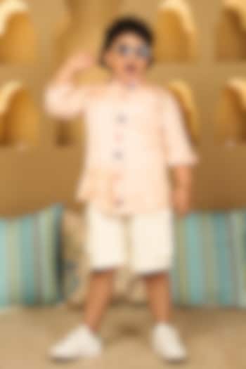 Peach Organza Shirt For Boys by Little Maisyy at Pernia's Pop Up Shop