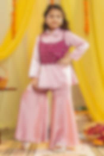 Wine Summer Silk Embroidered Jacket Set For Girls by Little Maisyy at Pernia's Pop Up Shop