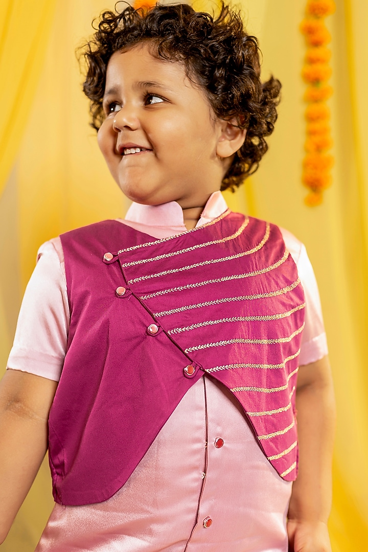 Wine Summer Silk Embroidered Waistcoat Set by Little Maisyy at Pernia's Pop Up Shop