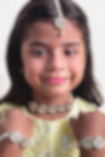 Multi-Colored Kunal & Pearl Floral Choker Necklace Set For Girls by Lime by Manika at Pernia's Pop Up Shop