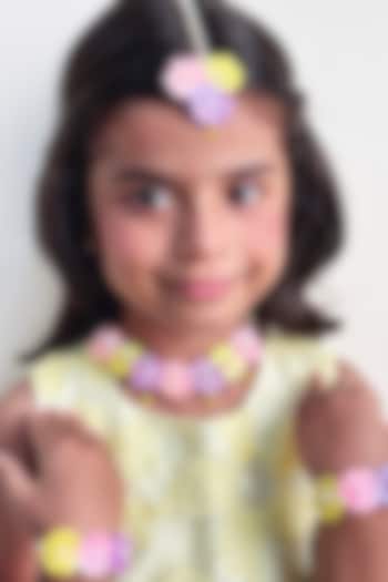 Multi-Colored Floral & Pearl Necklace Set For Girls by Lime by Manika at Pernia's Pop Up Shop