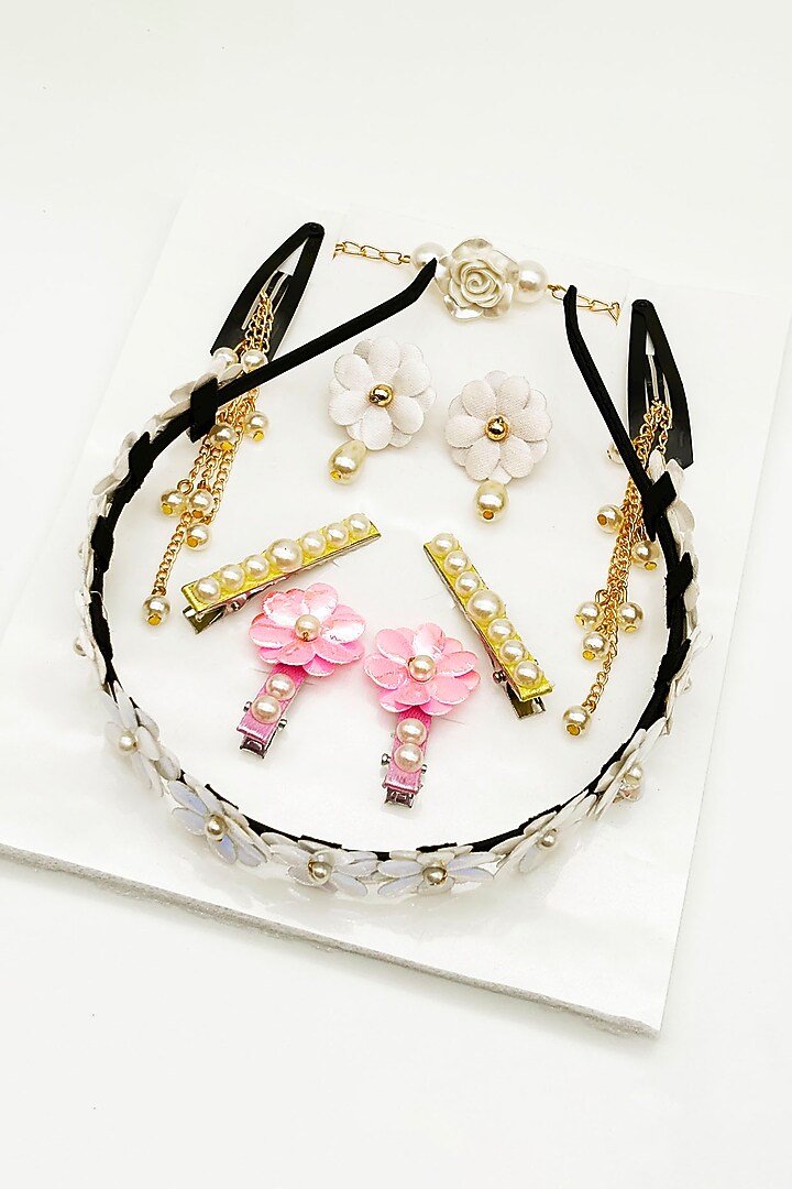 Multi-Colored Plastic Beads Headband Set For Girls by Lime by Manika at Pernia's Pop Up Shop