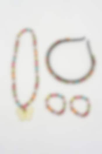 Multi-Colored Acrylic & Plastic Beaded Necklace Set For Girls by Lime by Manika at Pernia's Pop Up Shop