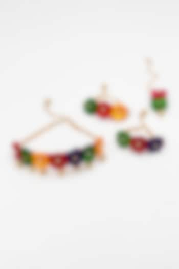 Multi-Colored Floral Necklace Set For Girls by Lime by Manika at Pernia's Pop Up Shop