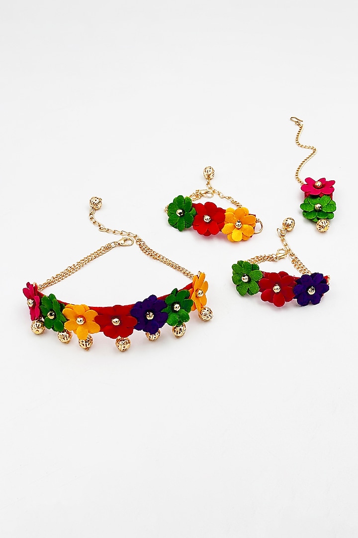 Multi-Colored Floral Necklace Set For Girls by Lime by Manika at Pernia's Pop Up Shop