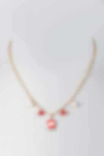 Gold Finish Glass Bead Evil Eye Enameled Necklace For Girls by Lime by Manika at Pernia's Pop Up Shop