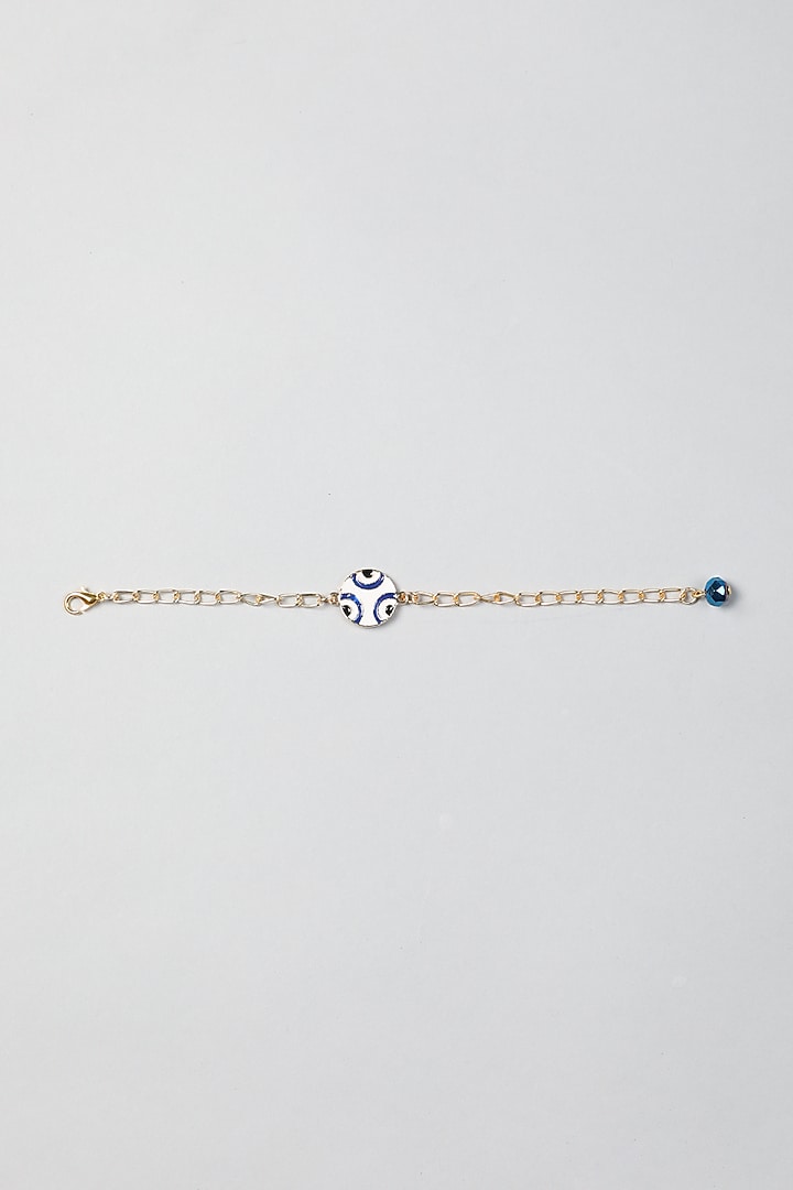 Gold Finish Enameled Evil Eye Bracelet For Girls by Lime by Manika at Pernia's Pop Up Shop