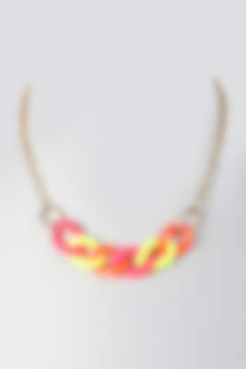 Gold Finish Neon Link Chain Necklace For Girls by Lime by Manika at Pernia's Pop Up Shop