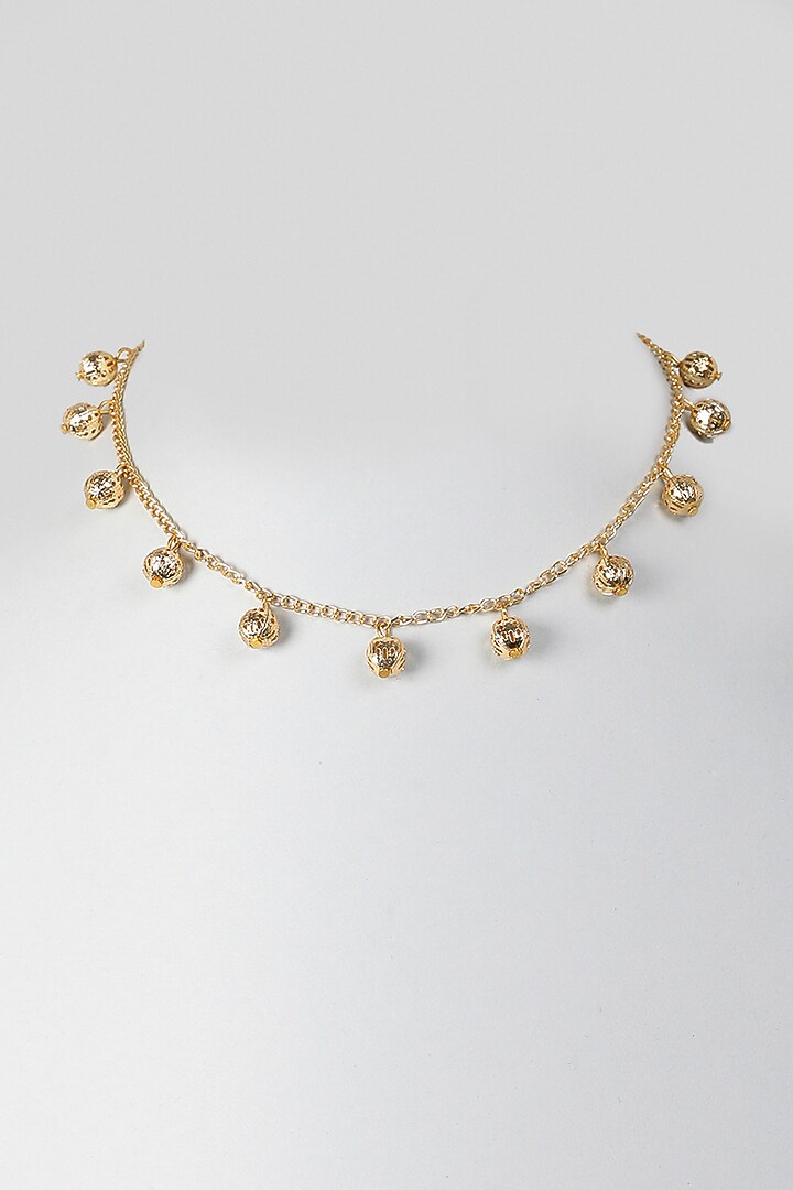 Gold Finish Beaded Necklace For Girls by Lime by Manika at Pernia's Pop Up Shop