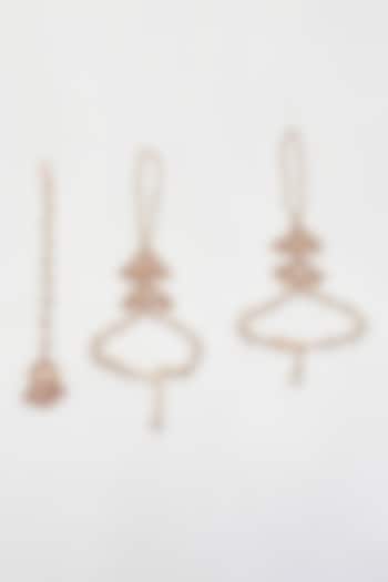 Gold Finish Kundan Polki & Pearl Maangtikka by Lime by Manika at Pernia's Pop Up Shop
