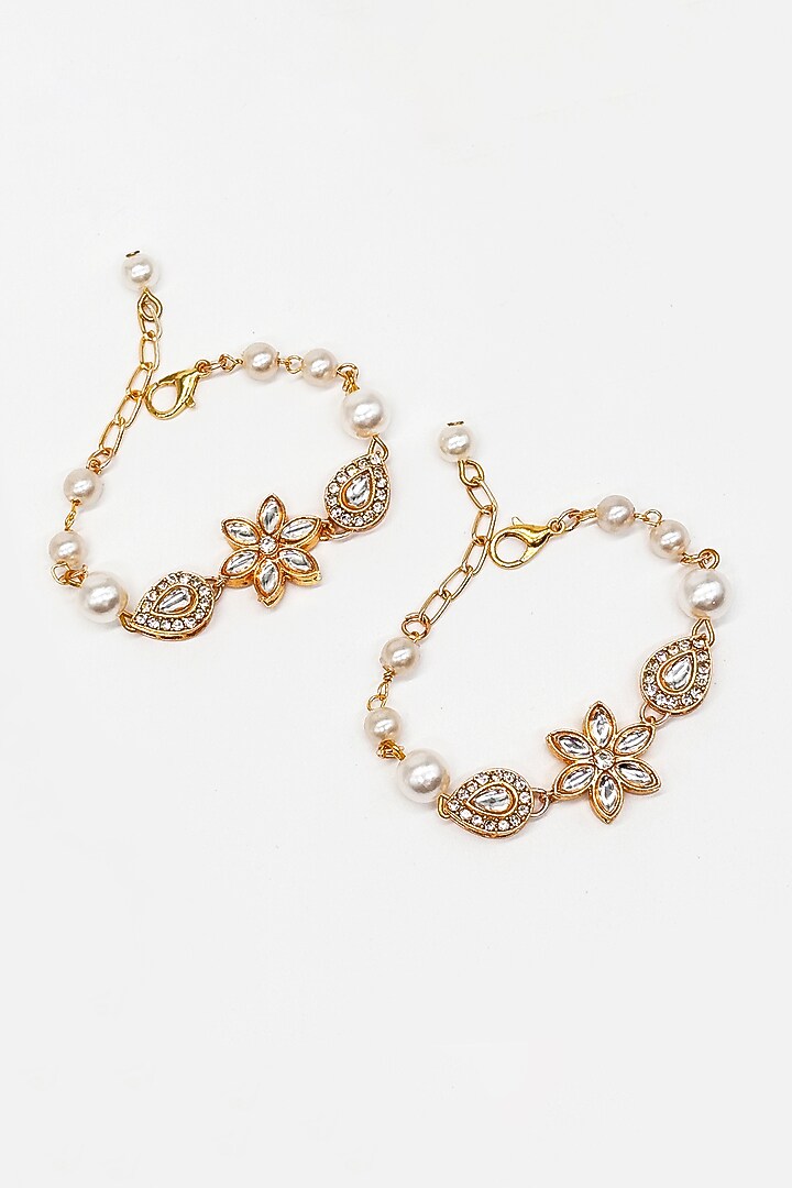 Gold Finish Kundan Polki & Crystal Maangtikka by Lime by Manika at Pernia's Pop Up Shop