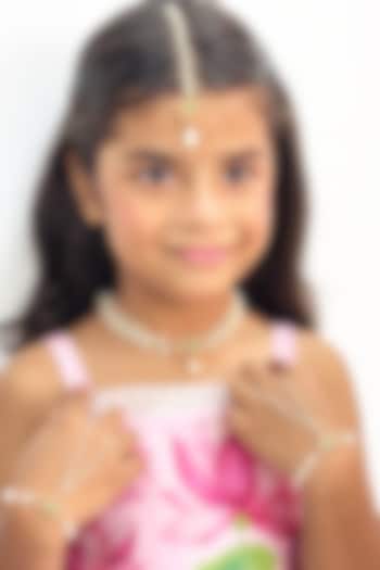 Gold Finish Kundan Polki & Pearl Choker Necklace Set by Lime by Manika at Pernia's Pop Up Shop